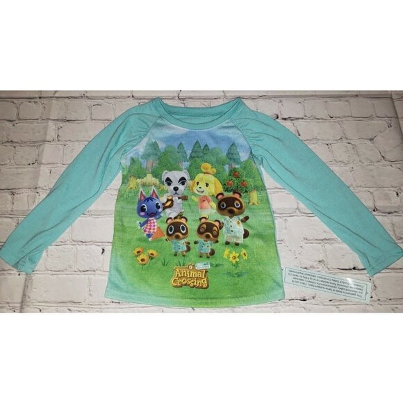 Nwt Horizons Animal Crossing Pajamas Set 2 Pieces XS Blue Nintendo Girls Set - Picture 3 of 7